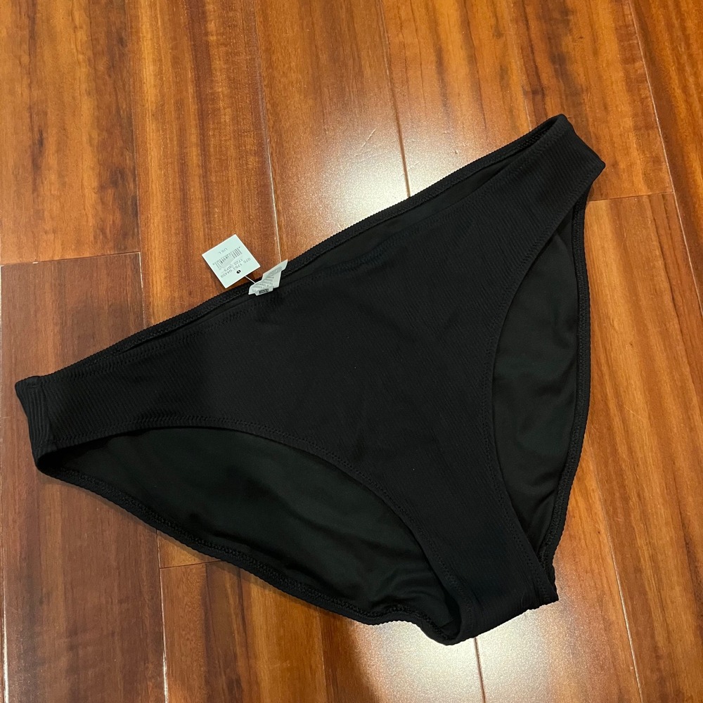 Aerie Black Bikini Bottom Swim Solid Classic Coverage New NWT Size L Large‎